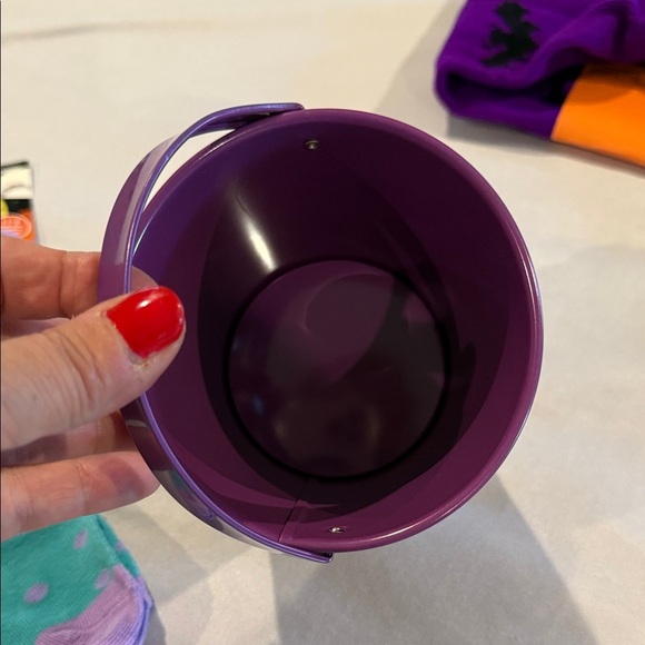 Halloween Lot - Purple Bat Scarf with Lights, Tin Bucket, Socks for Kids - Picture 9 of 13